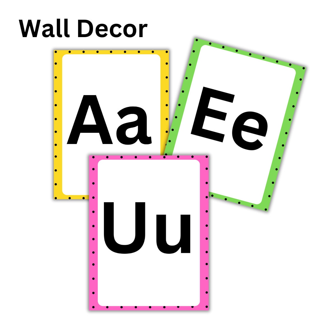 Vowel Printable Classroom Cards Decor Playroom Vowel Kids Practice ...