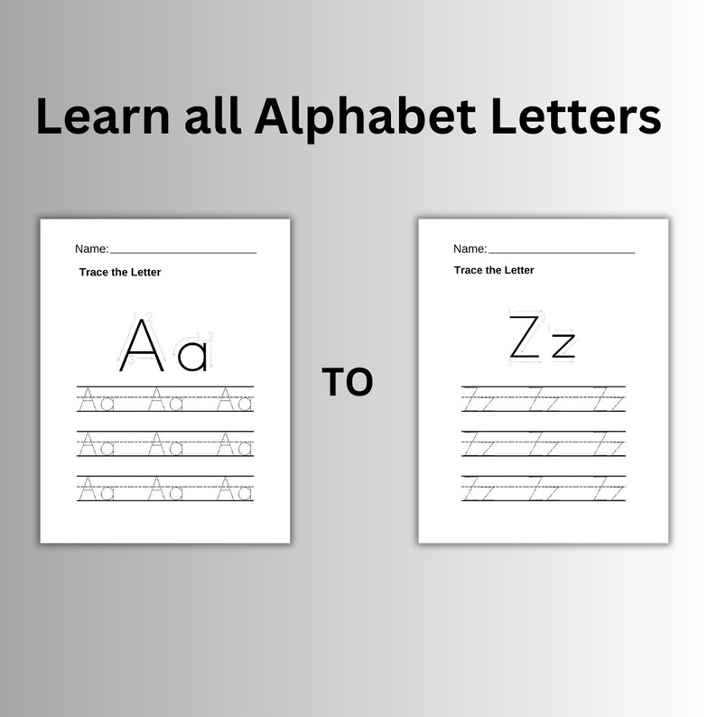 Alphabet Letters A to Z Printable and Downloadable Learn Write Trace