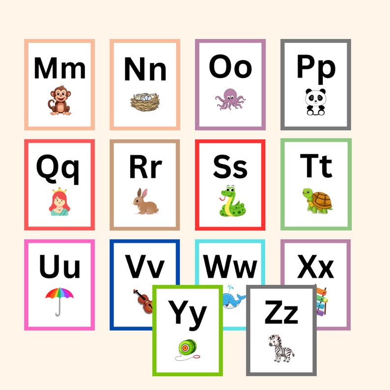 Alphabet Cards Printable: A to Z Educational Flashcards (PDF, PNG) - Etsy