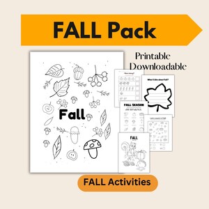 Fall Activities Worksheet: Counting & Coloring Pages (Digital Download)
