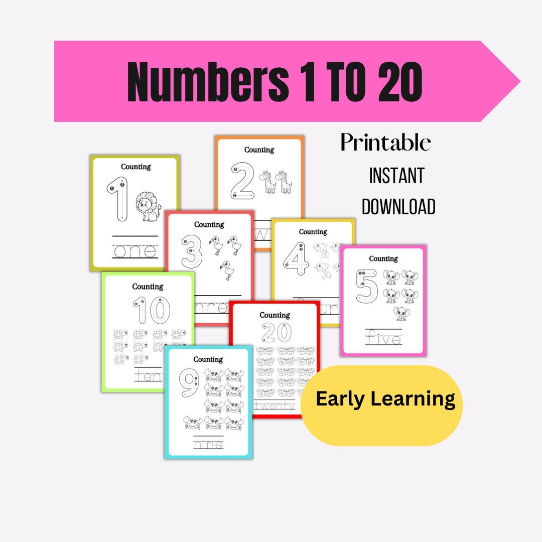 Number Tracing Worksheet 1-20: Fun Learning Activity Printable Kids ...