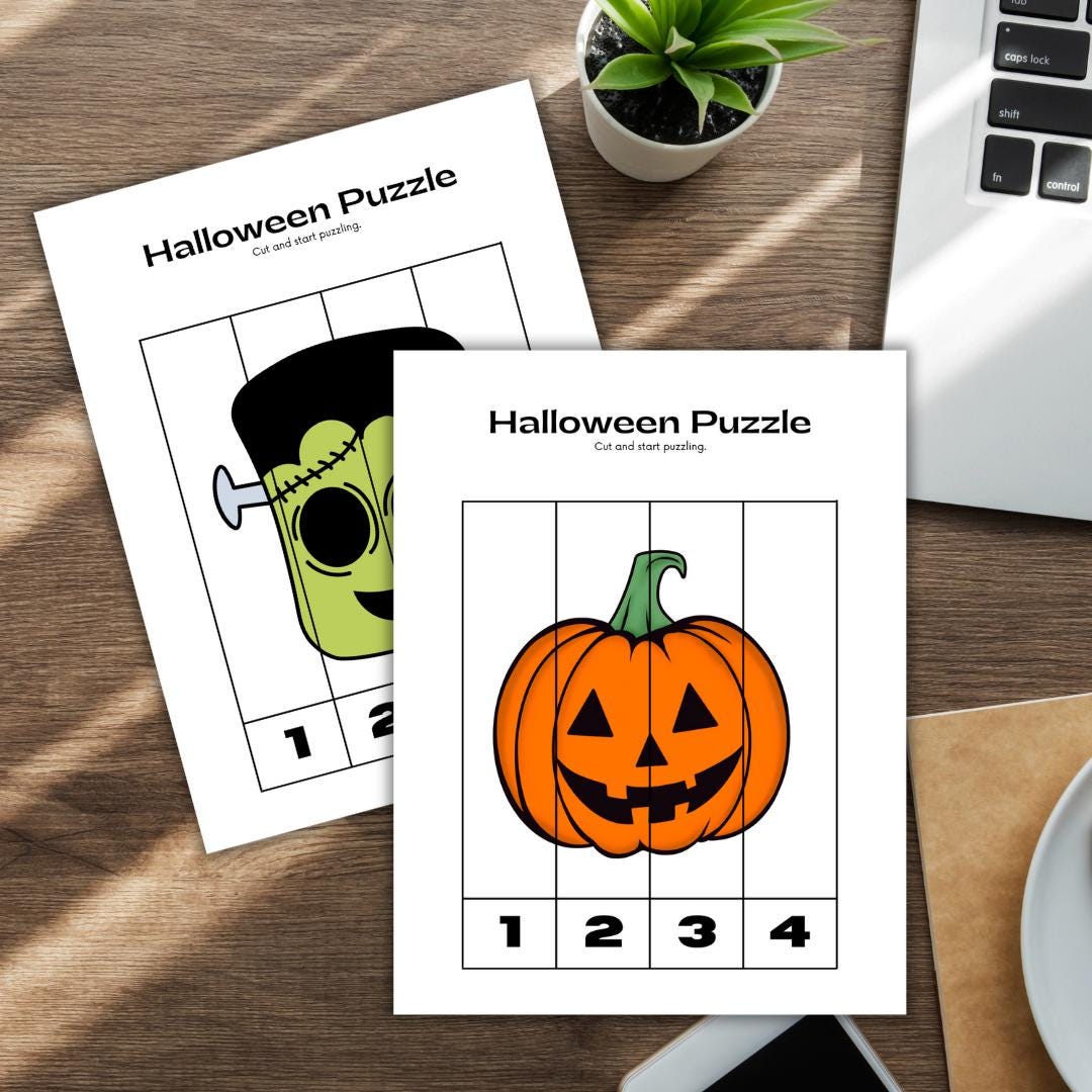 Halloween Printable Puzzle for Kids Have Fun Doing Easy Puzzle for This ...