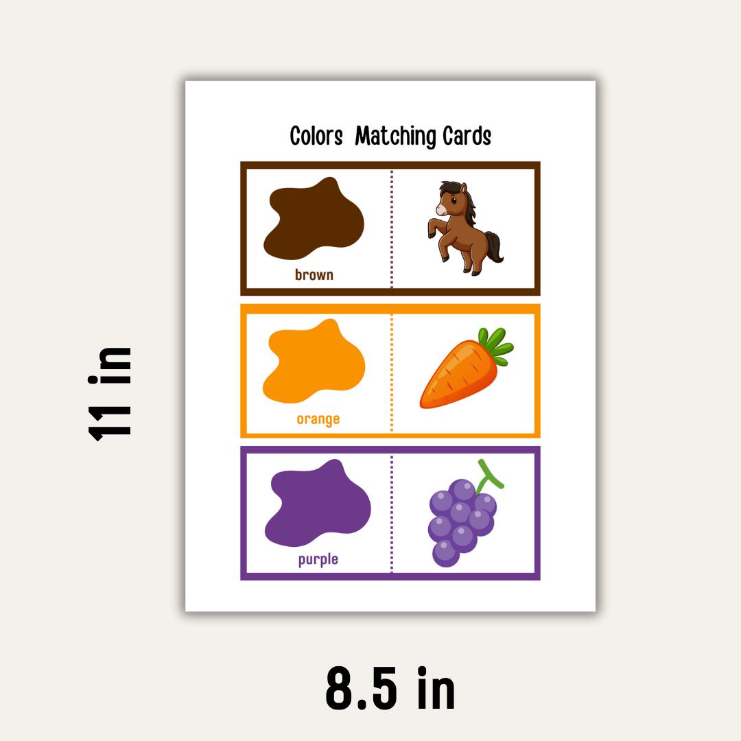 Colors Matching Cards Printable Cards Worksheet Downloadable ...