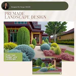 Premade Landscape Design, Flower Berm, Zone 5-9 Berm, Berm Flower Garden, Evergreen Shrub Garden, Front Yard Garden Design