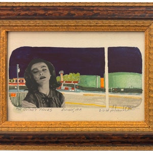 The Quincy Tanks, Quincy MA Collage on Original Watercolor by Alvan Long