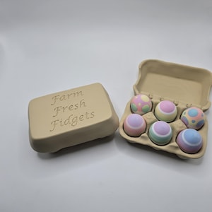 Farm Fresh Fidget Eggs - 3D Printed Mini Egg Carton with 6 Clicker Buttons