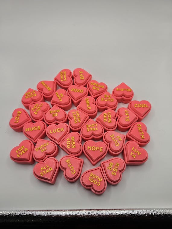 Clicky Heart Keychains Classic Conversation Hearts