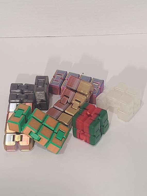 Customizable 3D Printed Finger Fidget Infinity Cube personalized gift for office party favor coworker teacher student stress relief