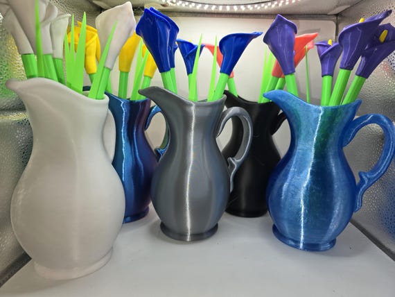 3D Printed Calla Lily Pen Set - Floral Desk Decor with Bookmark Leaves