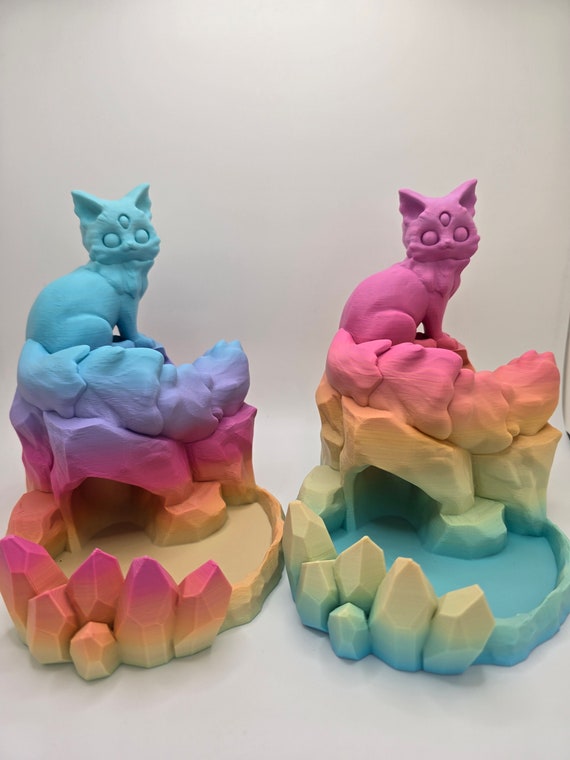 Arcadia the all seeing cat dice tower for rolling D20s