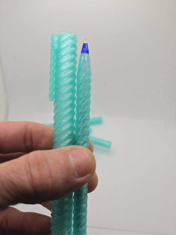Semi-transparent Shimmering Spiral Sheathed Pen 3D Printed fidget pen
