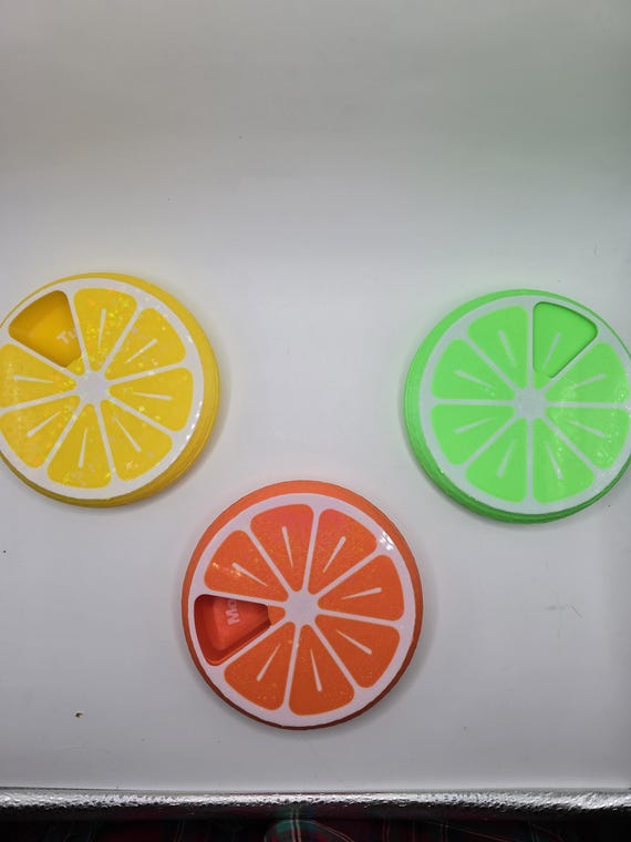 Sparkly Citrus Slice Pill Organizer - Daily Medicine Container