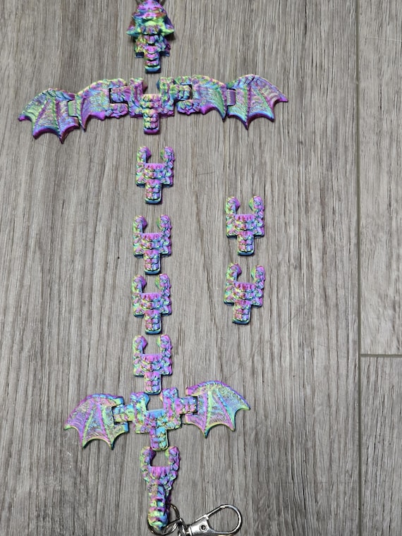 Customizable 3D Printed Dragon Bracelet - 10 Interchangeable Links & 2 Wing sets