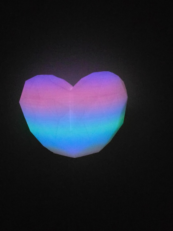 Heart shaped glow in the dark wall shelf with easy install bracket