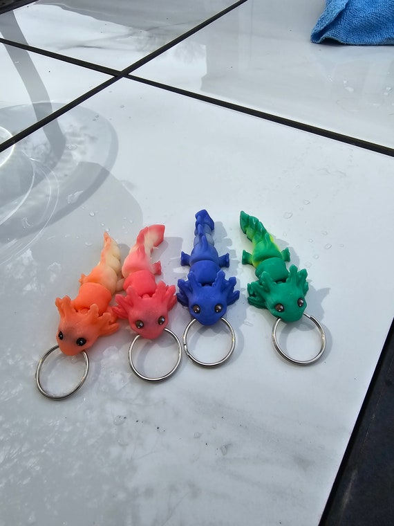 Axolotl keychain heat activated color changing