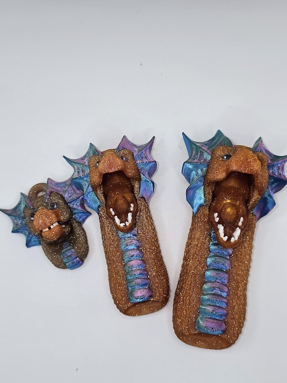 3D Printed Movable Jaw Dragon Finger Puppets Small, Medium, & Large