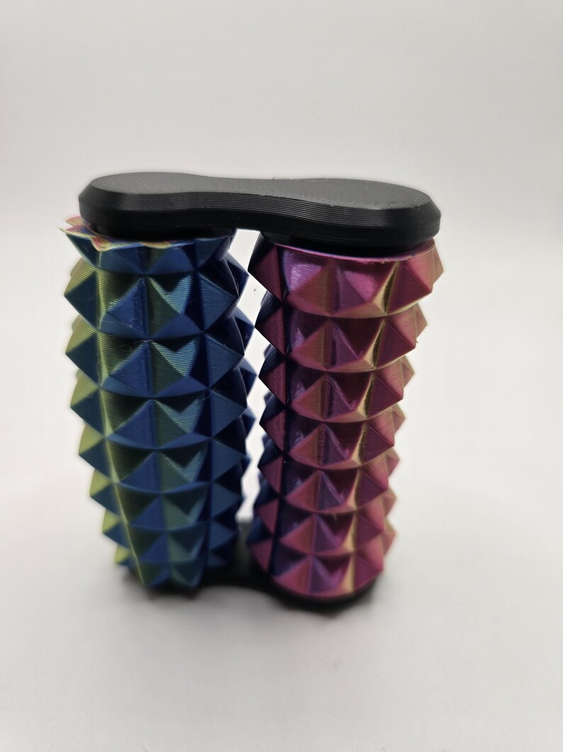 3D Printed Hand Roller – Chromatic Pyramid Texture Fidget Massager image 2