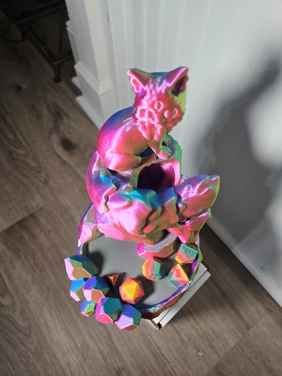 Chromatic Arcadia the all seeing cat dice tower for rolling D20s