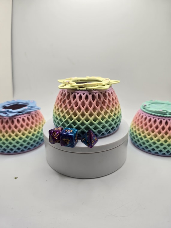 3D Printed Iris Dice Container | Rainbow Gradient or Chromatic