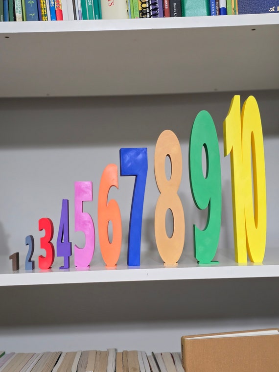 Educational 3D Printed Numbers 1-10 Inches Set Learn Measurements & Play, Custom Colors Available
