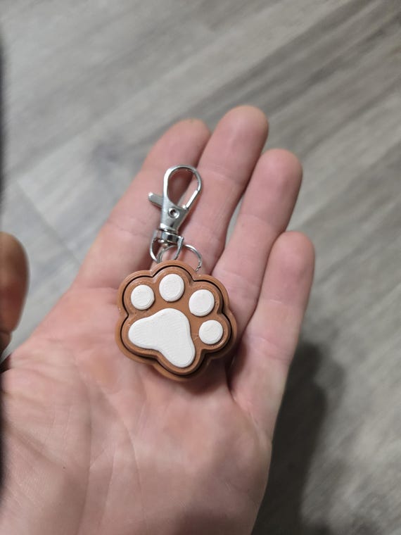 Pawsitively Purrfect Fidget Keychain | Cat Paw Print Clicker