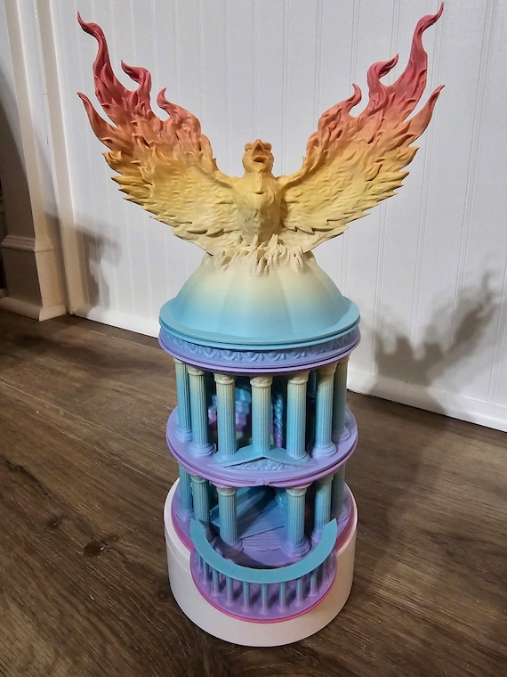 Rainbow Rising Phoenix Dice Tower for Rolling up to d20