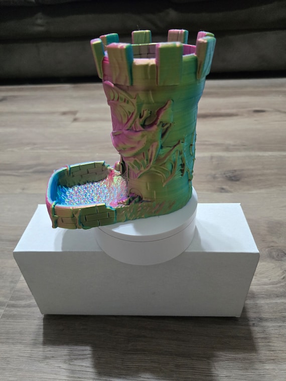 Mystical Castle Dice Tower with Dragon Guardian - Tricolor Silk PLA