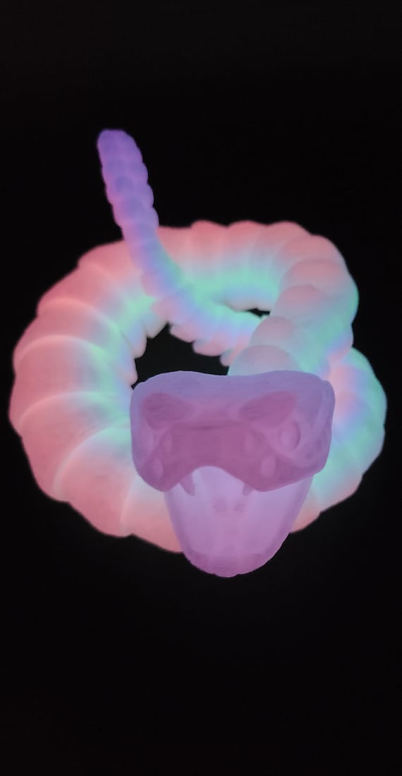 3D Printed Glow-in-the-Dark Rattlesnake Toy with Rattle