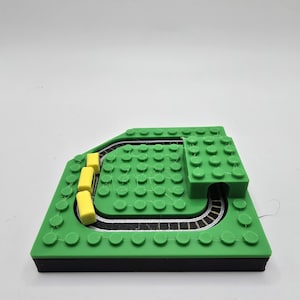 Customizable Mini Train Diorama | LEGO® Compatible Display | Hand Crank Moving Train | Build Your Own Mini Scene | Interactive Desk Toy