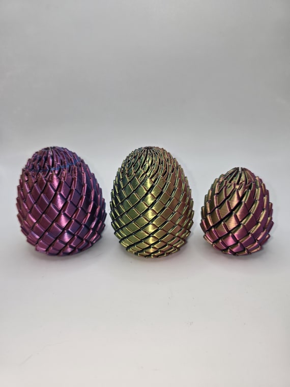 3D Printed Articulated Flowing Dragon Egg | Iridescent Kinetic Fidget Toy