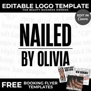 Nail Logo Design DIY Nail Salon Logo Custom Nail Designer Logo Nail Business Canva Template Nail Tech Branding Editable Beauty Nails Logo