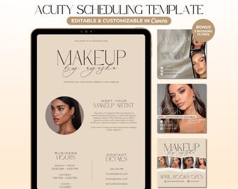Boho Acuity-planningssjabloon Make-upartiest Minimalistische make-upboeking websitebanner Bewerkbare Acuity-planningssite make-upcanvasjabloon