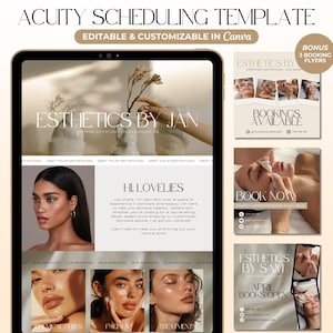 Acuity Scheduling Template Esthetician Minimalist Esthetician Booking Site Boho Acuity Esthetician Website Medspa Template Canva Editable