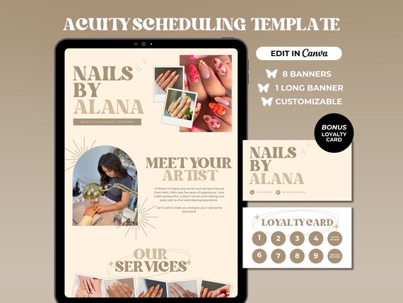 Acuity Scheduling Template Nail Tech Website Template Nail Tech Branding Nail Artist Booking Website Banners Canva Template