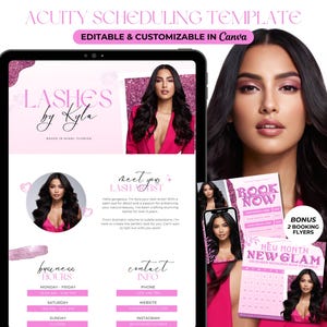 Acuity Scheduling Template Lash Tech Pink New Year Lash Booking Site Acuity Lash Tech Scheduling Website Canva Template Editable
