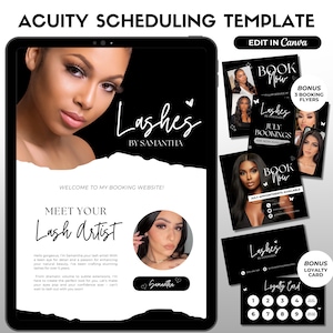 Acuity Scheduling Template, Lash Tech Booking Site Minimalist, Lash Artist Scheduling Site, Acuity Lash Website Banners, Canva Template
