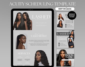 May include: A digital marketing template for a lash artist business. The template features a gray background with a black and white design. The text "LASHED" is displayed in a large font at the top of the template. The template also includes a photo of a woman with long eyelashes. The text "BOOK NOW" is displayed in a large font at the bottom of the template.