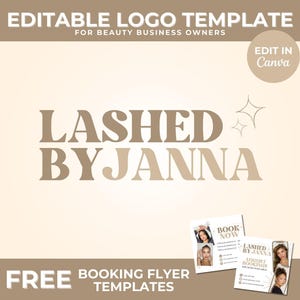 Lash Logo Design Template Retro Lash Artist Logo DIY Lash Tech Logo Lash Business Boho Beauty Business Canva Editable Lash Tech Branding