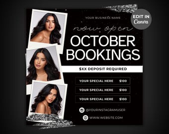 DIY Bookings Available Flyer Hair Stylist Hair Sale Flyer Book Now Hair Flyer Hairstylist Booking Appointment Flyer Instagram Canva Template