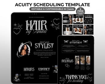 Hair Acuity Scheduling Template Y2K Acuity Hair Website Template Acuity Hairtstylist Booking Site Hair Acuity Scheduling Site Canva Template