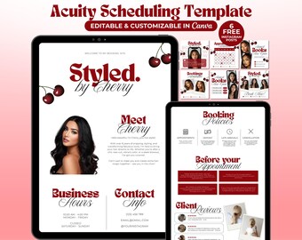 Acuity Scheduling Template Hair Acuity Booking Site Cherry Hairstylist Website Canva Hair Scheduling Site Hair Stylist Acuity Canva Template
