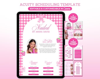 Pink Acuity Scheduling Template Nail Tech Booking Site Nail Acuity Website Cute Nail Tech Acuity Schedule Nailtech Templates Acuity Canva