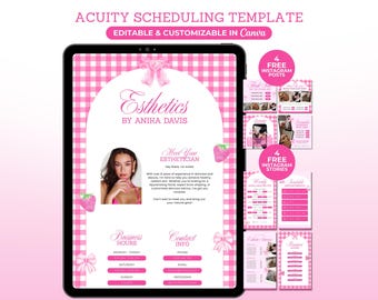 Acuity Scheduling Template Esthetician Acuity Booking Site Pink Acuity Website Esthetic Acuity Canva Medspa Template Esthetician Branding