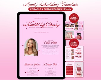 Pink Acuity Scheduling Template Y2K Nail Acuity Website Nail Tech Booking Site Acuity Schedule Nailtech Template Acuity Nail Tech Branding