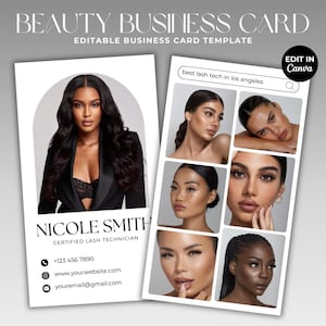 Modelo de cartão de visita do Instagram Cartão de visita de beleza Código QR de mídia social Cartão de cílios faça você mesmo Cabelo Unhas Maquiagem Peruca Cartão de visita Modelo Canva