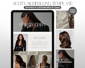 Acuity Scheduling Template Hair Stylist Booking Site Minimalist Hairstylist Website Luxury Hair Acuity Scheduling Site Canva Template