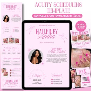 Pink Acuity Scheduling Template Nail Tech Booking Site Nail Acuity Website Nail Tech Scheduling Page Nail Artist Template Canva Editable