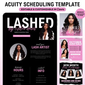 Lash Tech Acuity Scheduling Template Lash Booking Site Lash Acuity Scheduling Website Banners Editable Lash Tech Branding Black and Pink