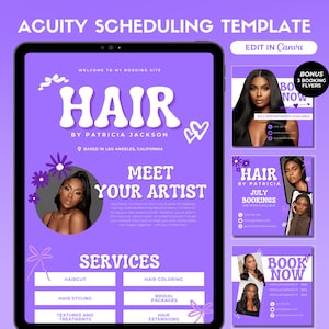 Acuity Scheduling Template Hair Stylist Purple Acuity Booking Site Hair Website Banner Hair Stylist Booking Template DIY Acuity Schedule