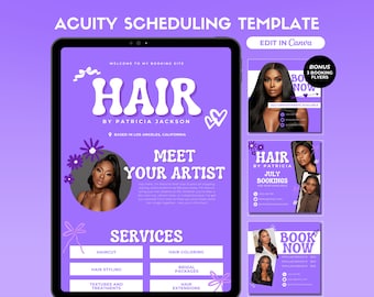 Acuity Scheduling Template Hair Stylist Purple Acuity Booking Site Hair Website Banner Hair Stylist Booking Template DIY Acuity Schedule